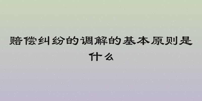 赔偿纠纷的调解的基本原则是什么