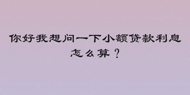 你好我想问一下小额贷款利息怎么算？