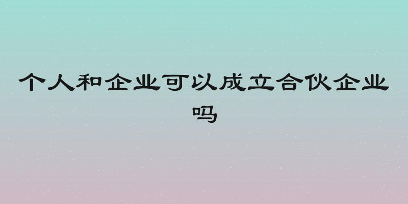 个人和企业可以成立合伙企业吗