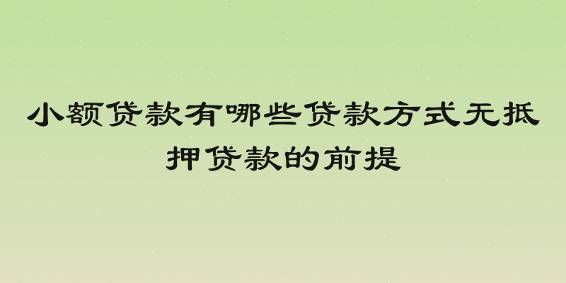 小额贷款有哪些贷款方式无抵押贷款的前提