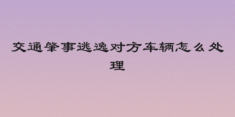 交通肇事逃逸对方车辆怎么处理
