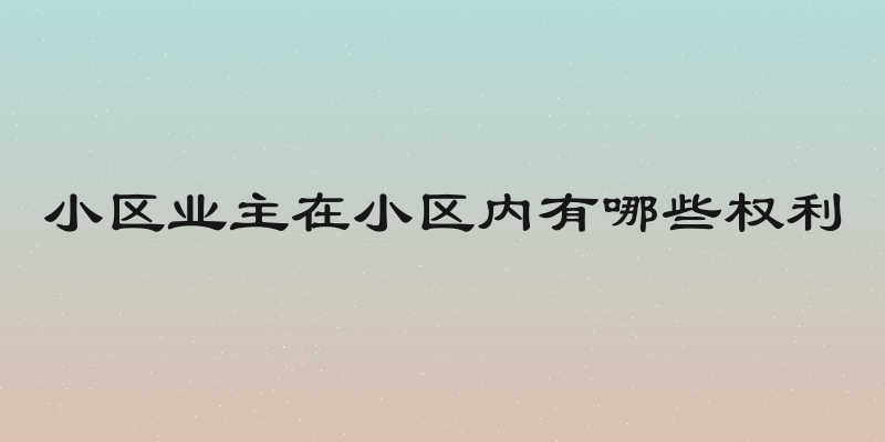 小区业主在小区内有哪些权利