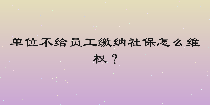 单位不给员工缴纳社保怎么维权？