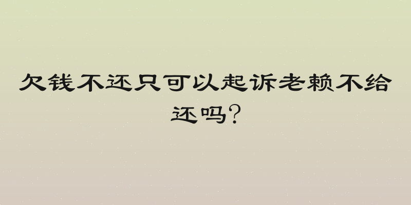 欠钱不还只可以起诉老赖不给还吗?