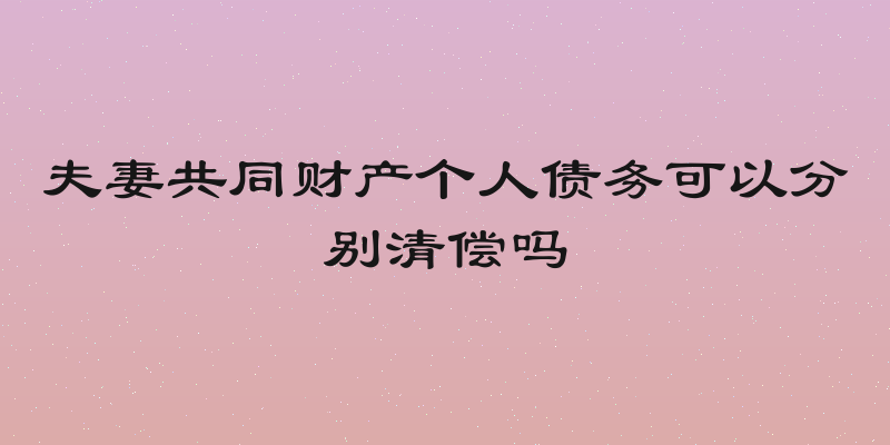 夫妻共同财产个人债务可以分别清偿吗