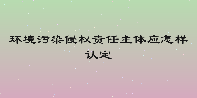 环境污染侵权责任主体应怎样认定