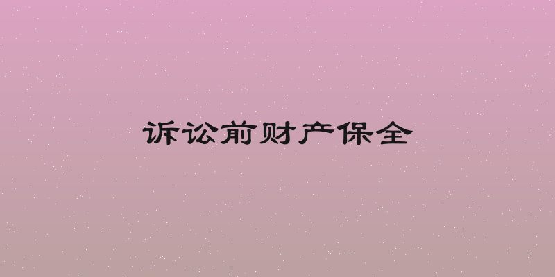 诉讼前财产保全