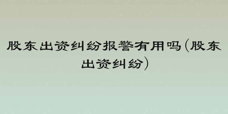 股东出资纠纷报警有用吗(股东出资纠纷)