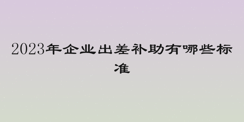2023年企业出差补助有哪些标准