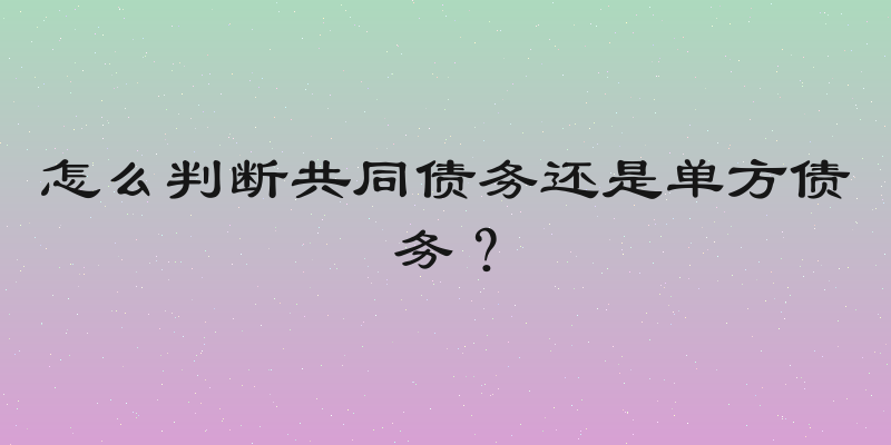 怎么判断共同债务还是单方债务？