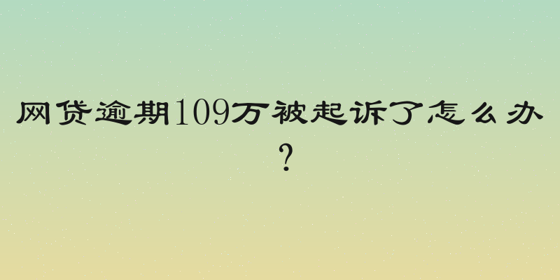 网贷逾期109万被起诉了怎么办？