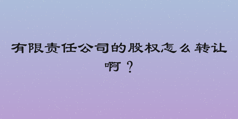 有限责任公司的股权怎么转让啊？