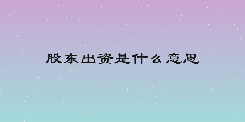 股东出资是什么意思
