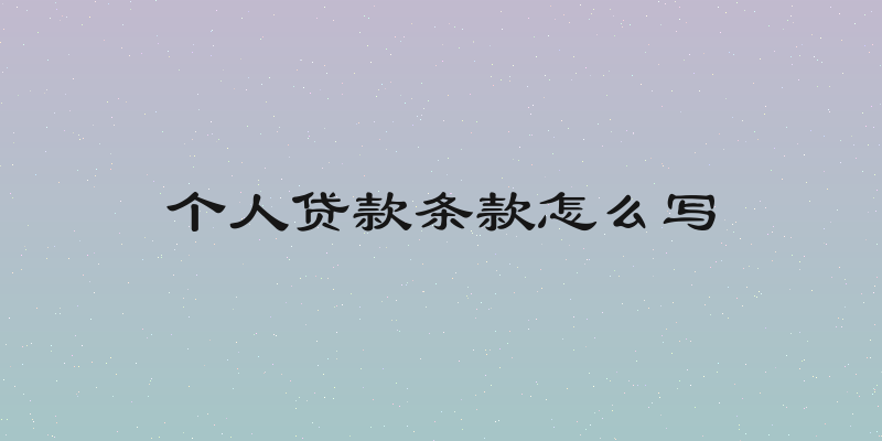 个人贷款条款怎么写