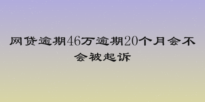 网贷逾期46万逾期20个月会不会被起诉