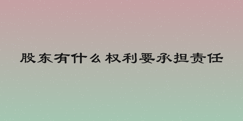 股东有什么权利要承担责任