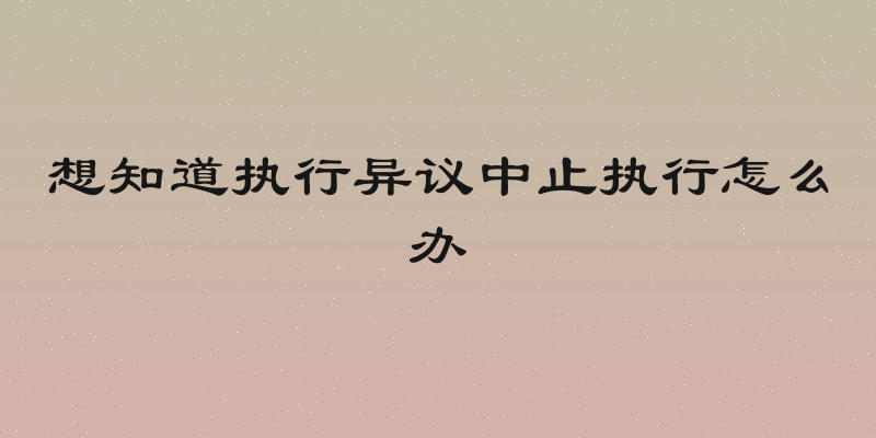 想知道执行异议中止执行怎么办