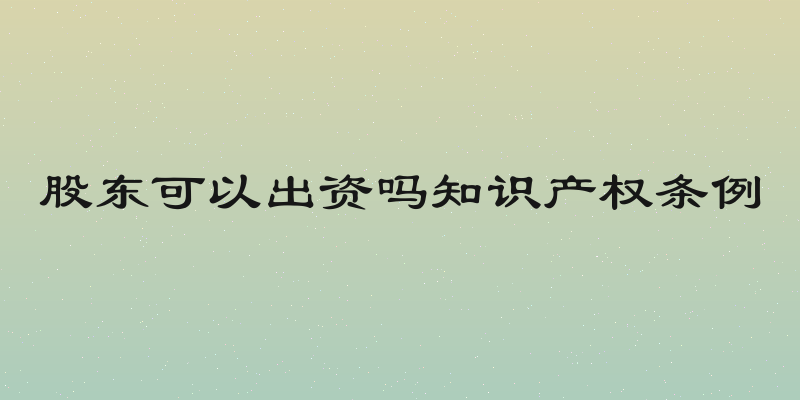 股东可以出资吗知识产权条例