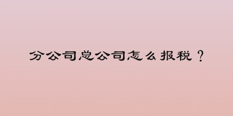 分公司总公司怎么报税？