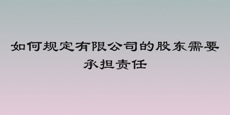 如何规定有限公司的股东需要承担责任
