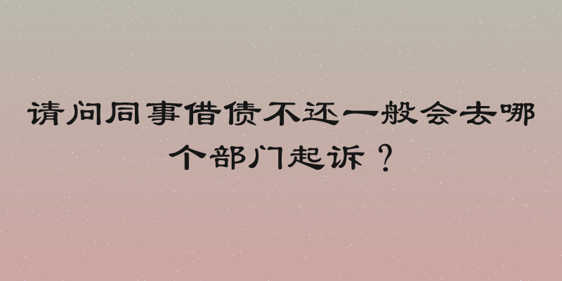请问同事借债不还一般会去哪个部门起诉？