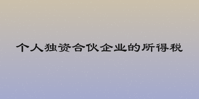 个人独资合伙企业的所得税
