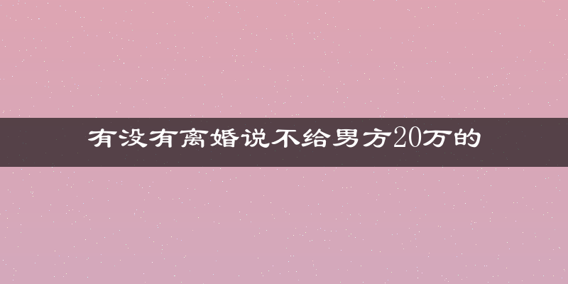 有没有离婚说不给男方20万的