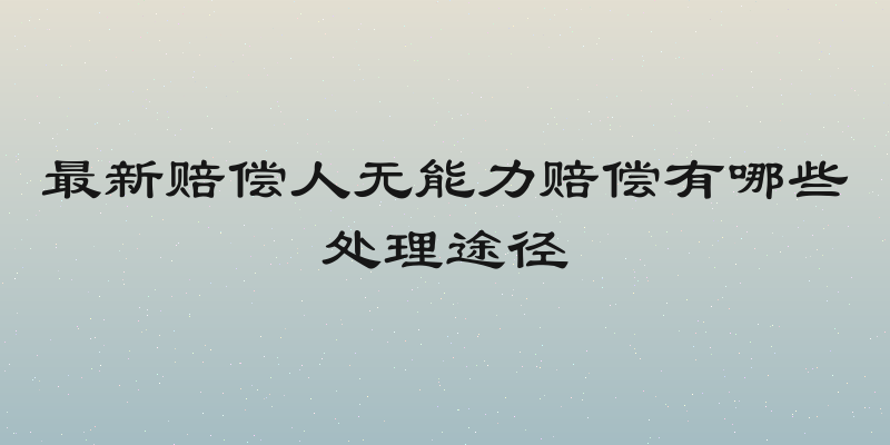 最新赔偿人无能力赔偿有哪些处理途径