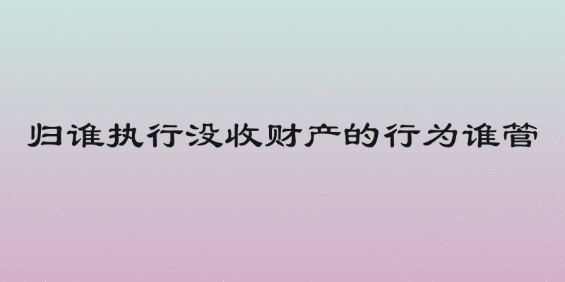 归谁执行没收财产的行为谁管