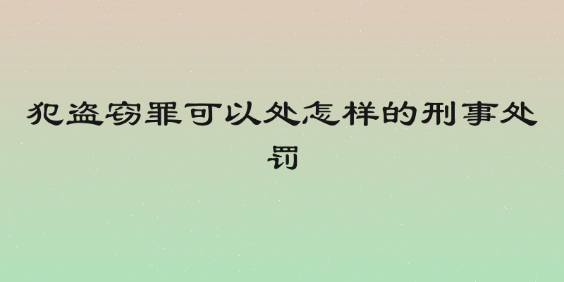 犯盗窃罪可以处怎样的刑事处罚