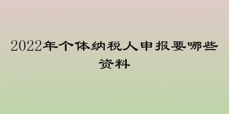 2022年个体纳税人申报要哪些资料