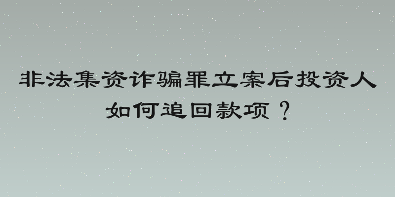 非法集资诈骗罪立案后投资人如何追回款项？