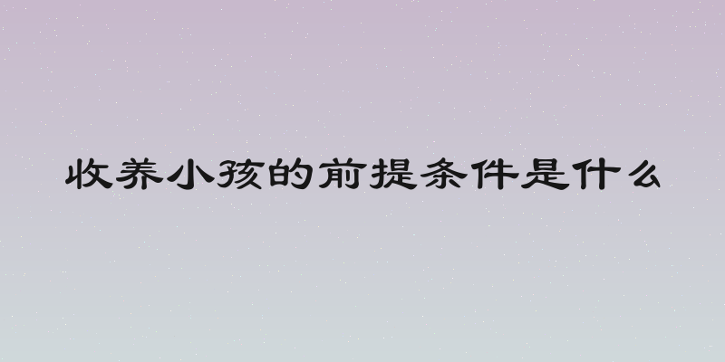 收养小孩的前提条件是什么