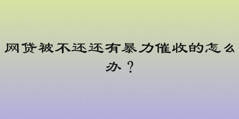 网贷被不还还有暴力催收的怎么办？