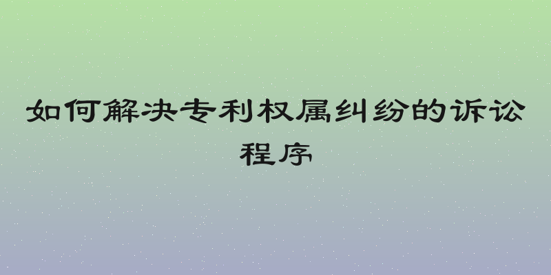 如何解决专利权属纠纷的诉讼程序