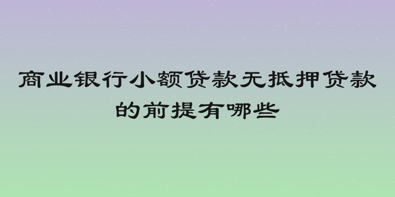 商业银行小额贷款无抵押贷款的前提有哪些