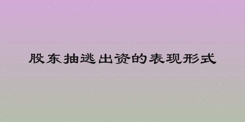股东抽逃出资的表现形式