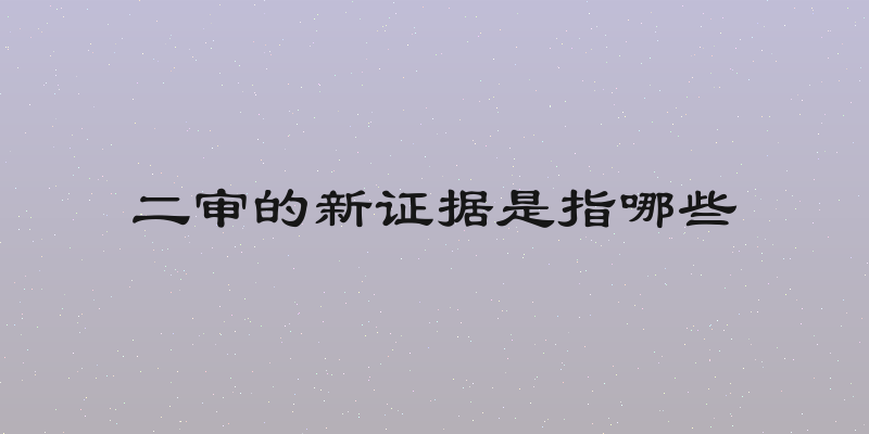 二审的新证据是指哪些