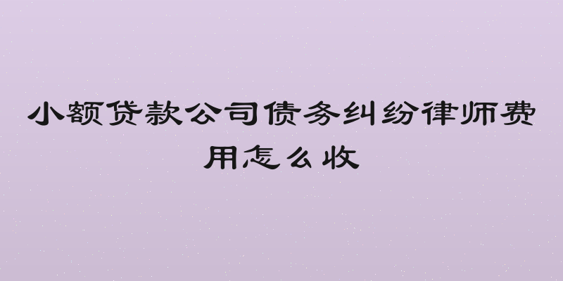 小额贷款公司债务纠纷律师费用怎么收