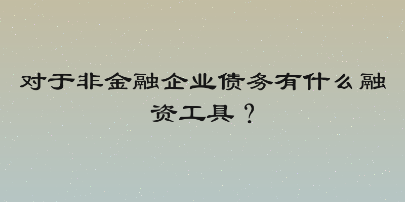 对于非金融企业债务有什么融资工具？