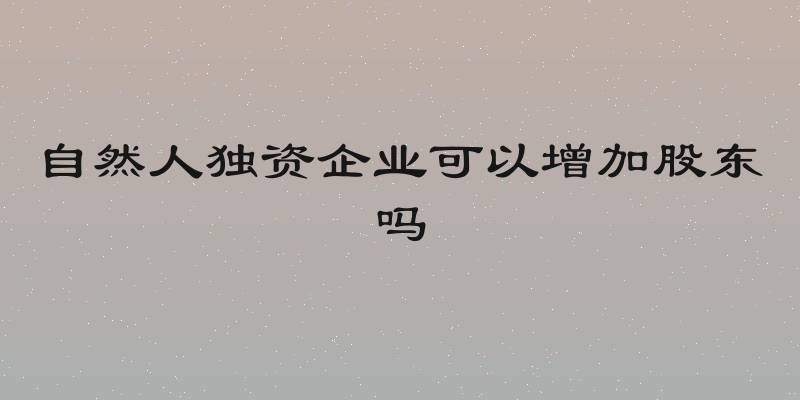 自然人独资企业可以增加股东吗