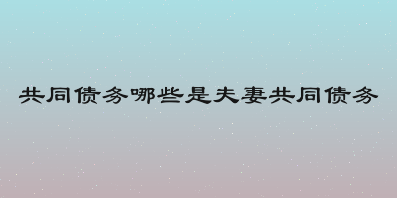 共同债务哪些是夫妻共同债务