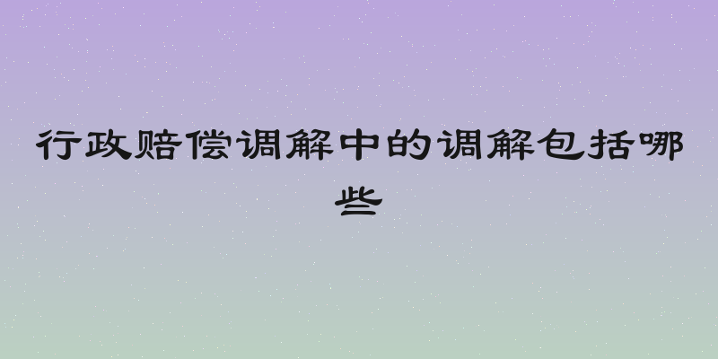 行政赔偿调解中的调解包括哪些