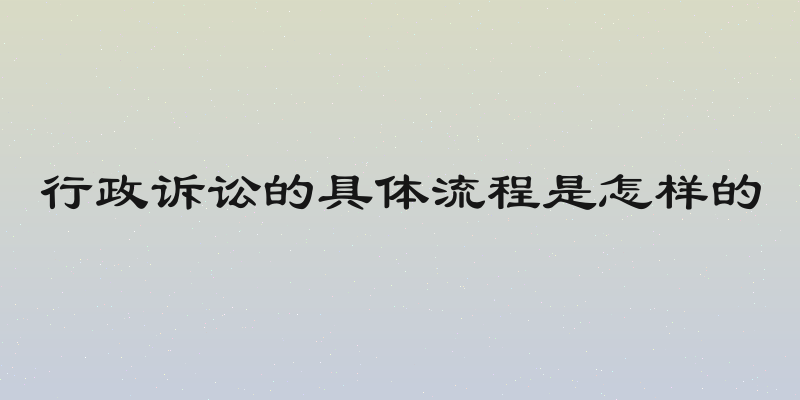 行政诉讼的具体流程是怎样的