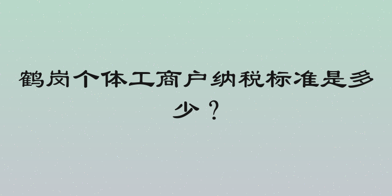 鹤岗个体工商户纳税标准是多少？