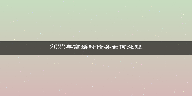 2022年离婚时债务如何处理
