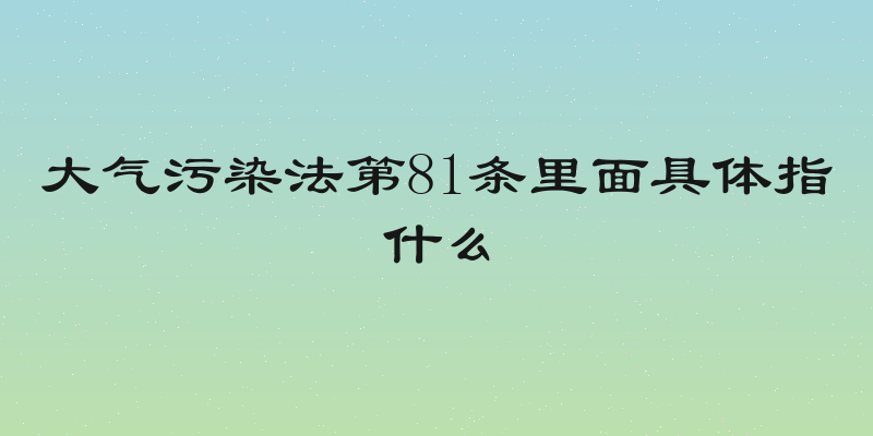 大气污染法第81条里面具体指什么
