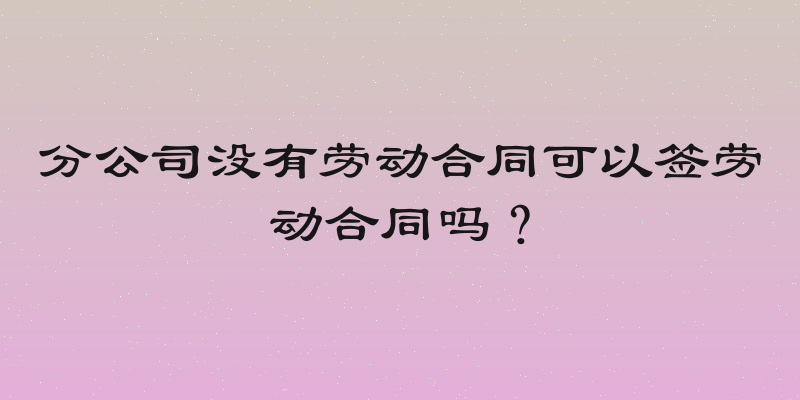 分公司没有劳动合同可以签劳动合同吗？