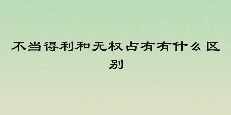 不当得利和无权占有有什么区别