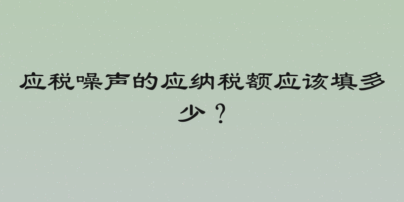 应税噪声的应纳税额应该填多少？